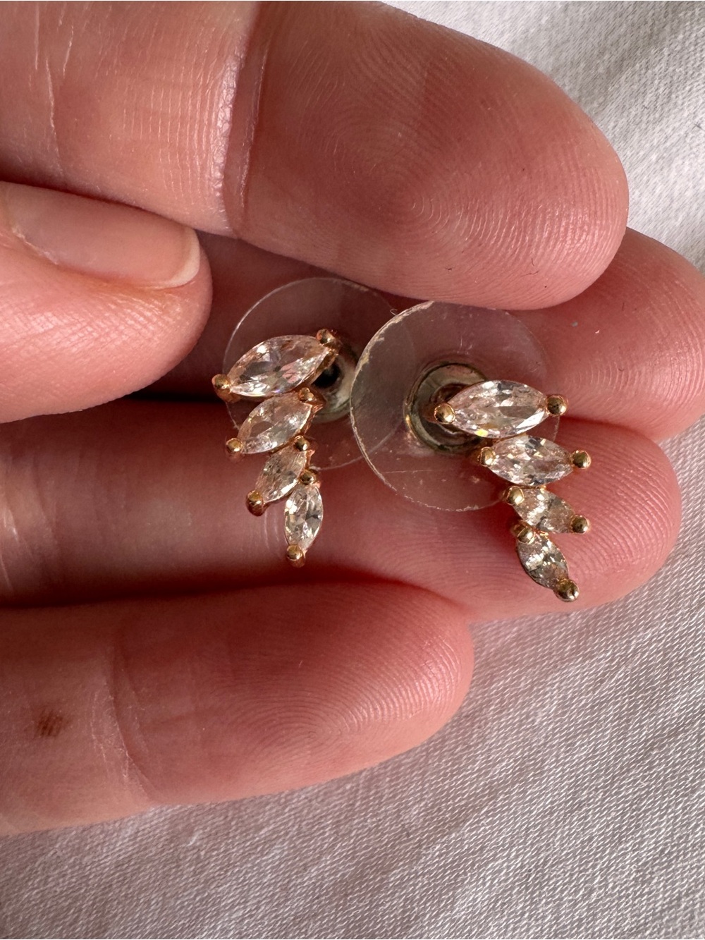 Gold Marquise Crystal Ear Climbers - Elegant Women’s Earrings